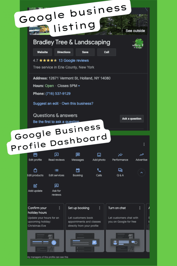 Google business profile dashboard vs google business profile listing