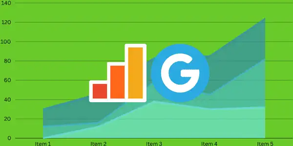 google analytics is shown by having the logo on a graph, on a green background.